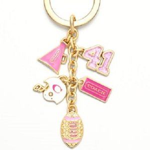 Coach Girly Football Mix Key Ring Key Chain KeyFob Bag Charm Pink 61903 NEW